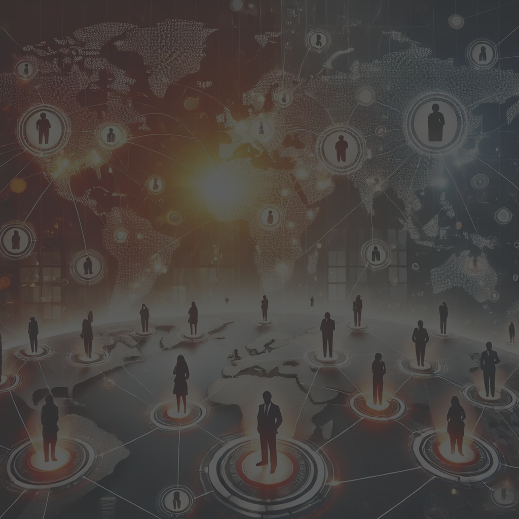 Conceptual illustration of a global business network with connected contacts representing B2B lead generation and outreach